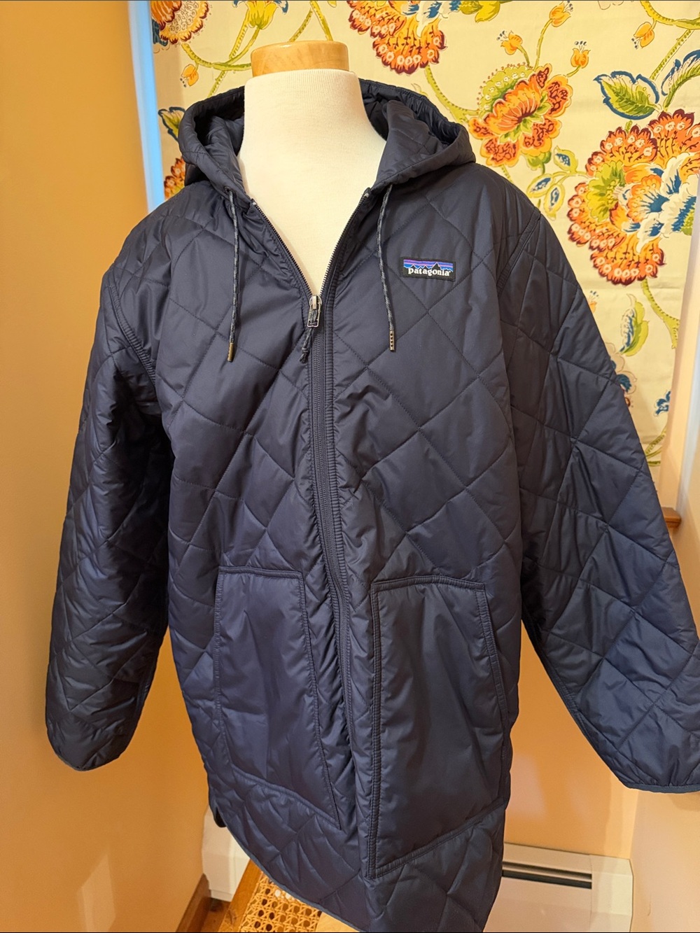 Patagonia Navy Quilted Hooded Jacket